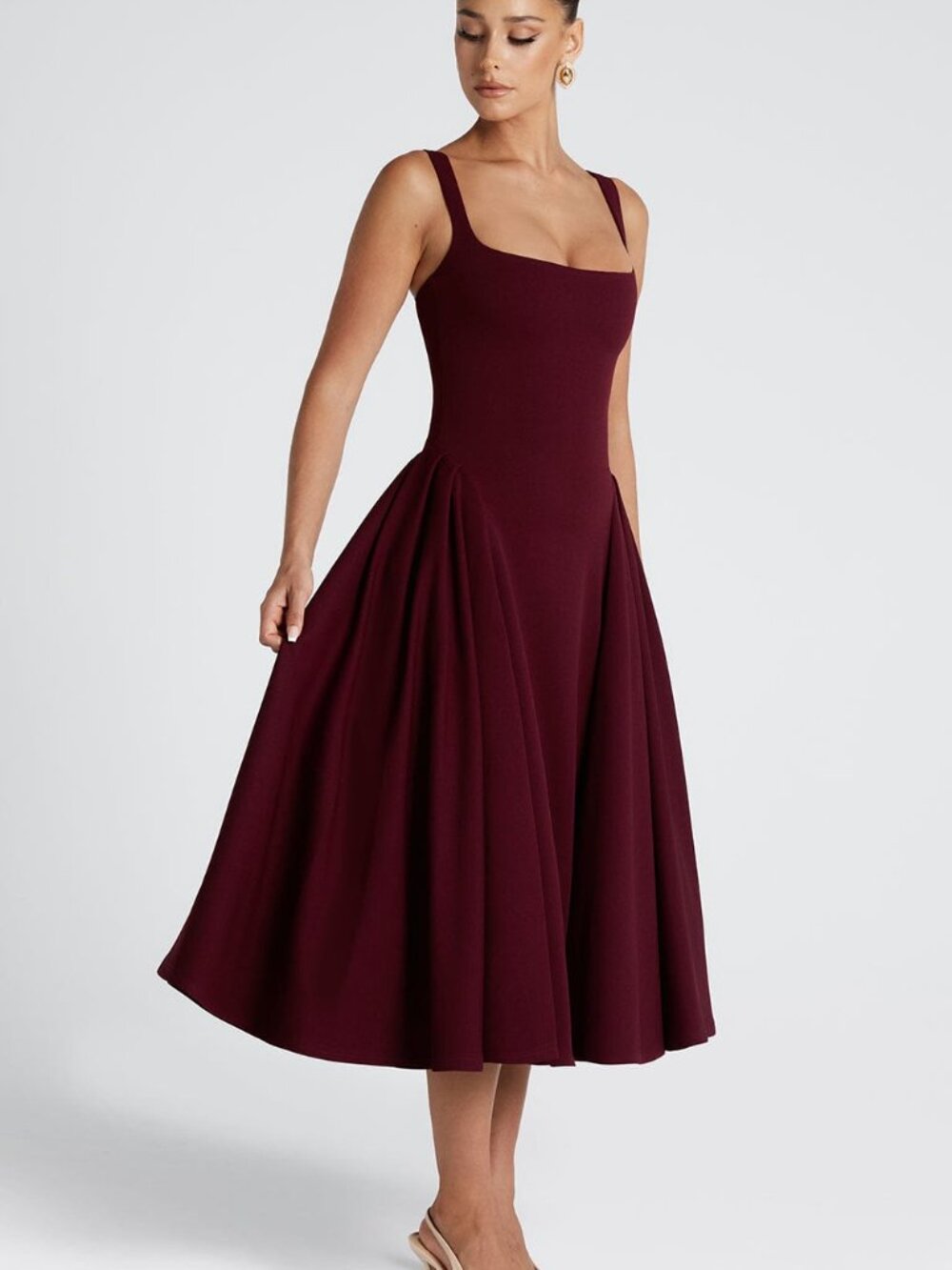 Babyboo Fashion Betty Midi Dress- Cherry Lacquer